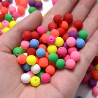 50/100Pcs 6/8/10mm En Caoutchouc Acrylique Perles Mat Rond Perles D'espacement Lâche Pour La Fabrication De Bijoux Collier Pendentifs Accessoires 3