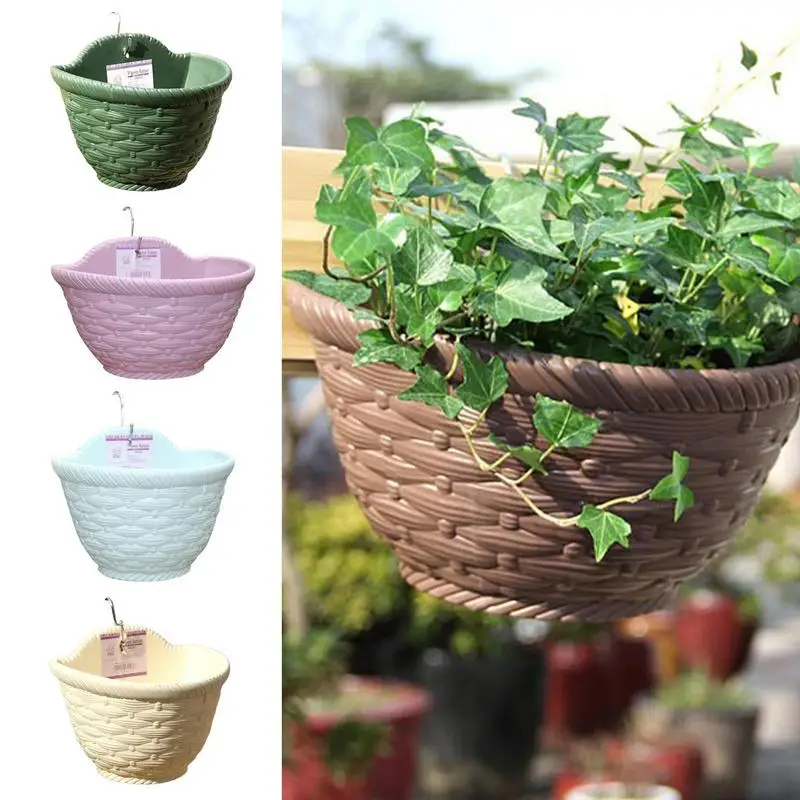

Flower Pot Exquisite Wall-mounted Creative Imitation Hanging Bucket Pots Hanging Wall mounted Pots Balcony Railing Fence
