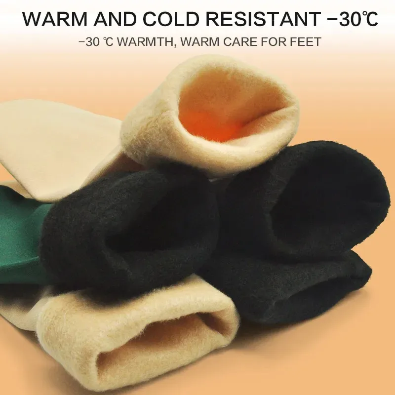 Winter Warm Solid Women Socks Thicken Thermal Socks Wool Cashmere Black Skin Seamless Snow Sock Velvet Unisex Socks
