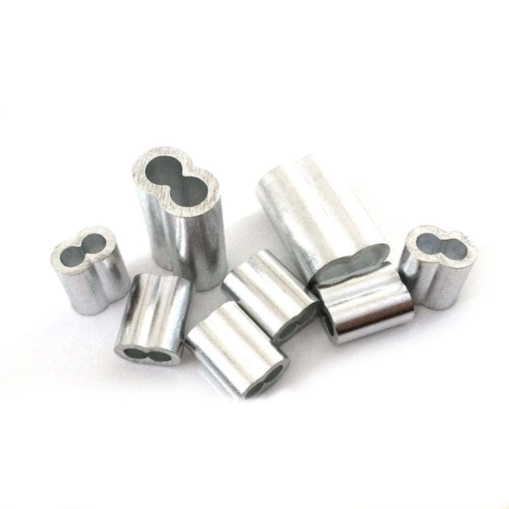 200pcs Double Hole Ferrule Crimping Loop Ties Wire M2 M2.5 Aluminum Cable Crimps Sleeve Shape 8 Rope Clip Swage Fittings