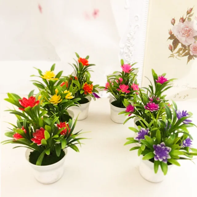 Pot de plantes à fleurs artificielles, simulation de fausses fleurs en plastique, décoration de maison et de bureau, bonsaï de bureau, ornements de balcon pour fête de mariage 4