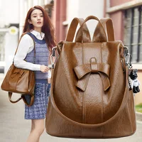 High Quality Women's Anti Theft Shoulders Bag PU Leather Backpack  Business Backpack Elegant Bow Lady's Leather Bag 1