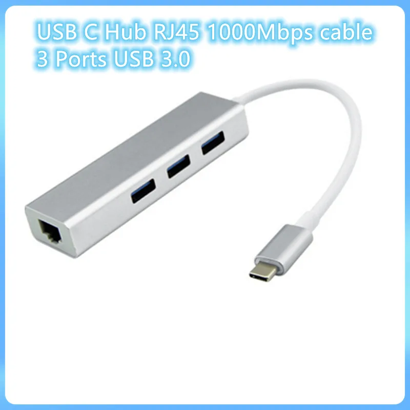 Adattatore Lan Usb C Ethernet Rj45 Tipo C A 3 Porte Hub Usb 3.0 10/100/1000Mbps Adattatore Di Rete Gigabit Ethernet Per Mac-Book