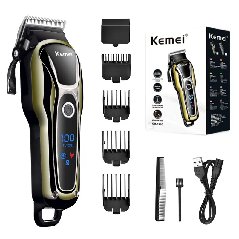 Kemei-1990 2023 New Electric Hair Clipper, Rechargeable Trimmer, Men's Electric Shaver with LCD Display, Wireless Beard Trimmer. images - 6