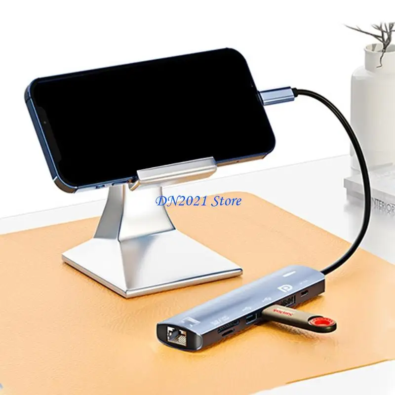 F3KE 여행 친화적인 USB 유형 C 다기능 장치 60Hz 1.4 100W 급속 전력 RJ45 연결 및 Portabili용 카드 액세스