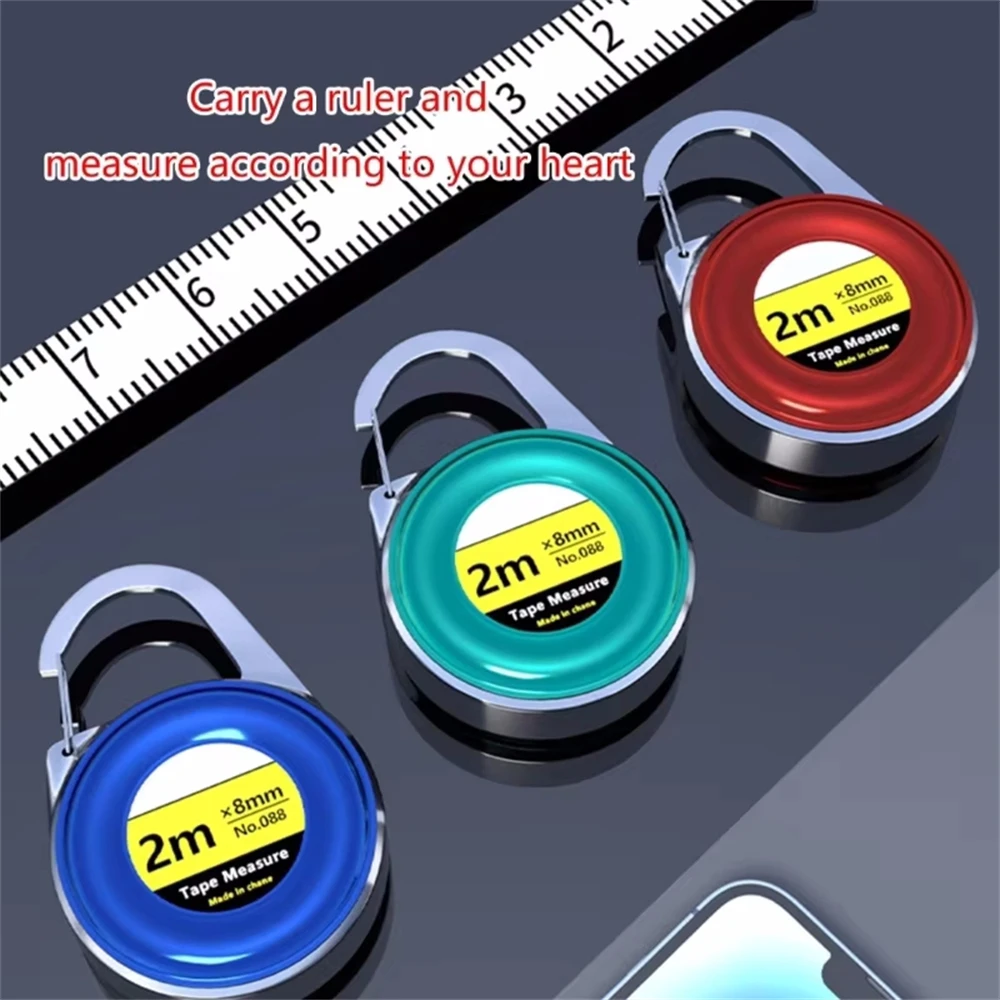 Retractable Ruler Tape Measure Keychain Mini Pocket Size Metric 2m Car Key Rings Accessories Women Men Portable Tools Accessory tape measure measuring tape