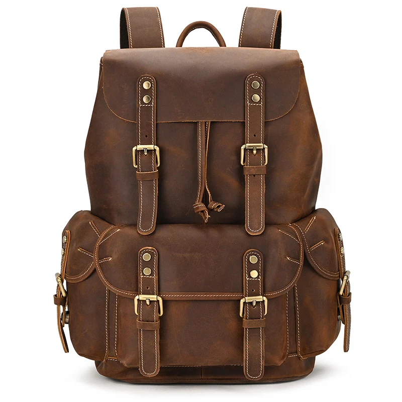 Leather Backpack Travel Pioneer™ - Dark Brown