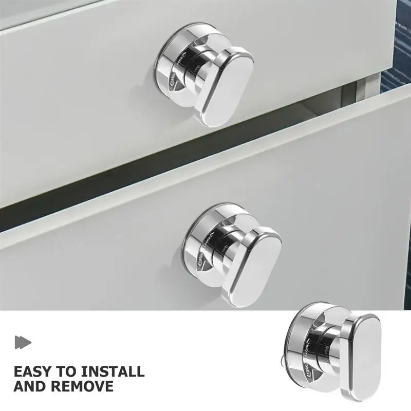 2pcs Silver Cup Handles No Drill Bathroom Kitchen Door Cabinet Self Stick Cabinet Handles Toilet Cover Anti