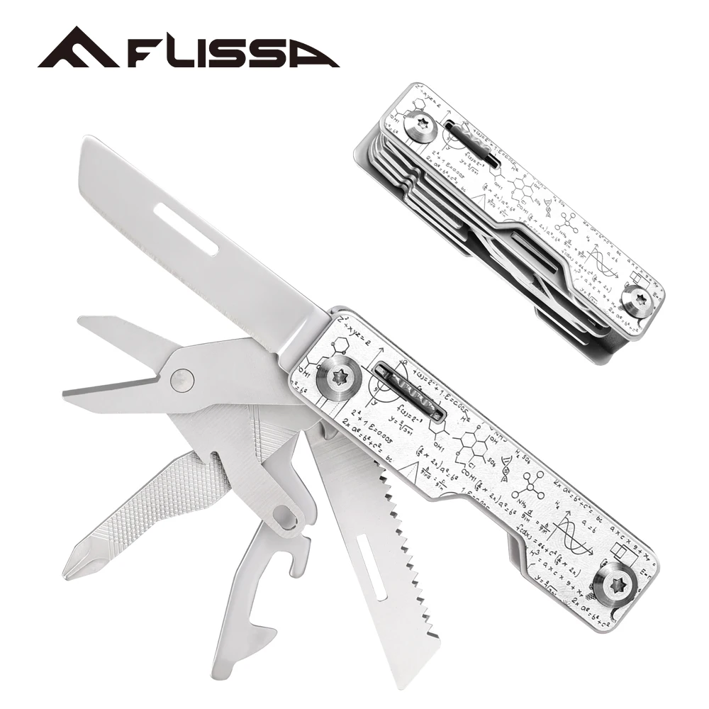 

FLISSA 9 IN 1 Multitool Knife Pocket Folding Knife for Camping Survival Outdoor Screwdriver Can Opener