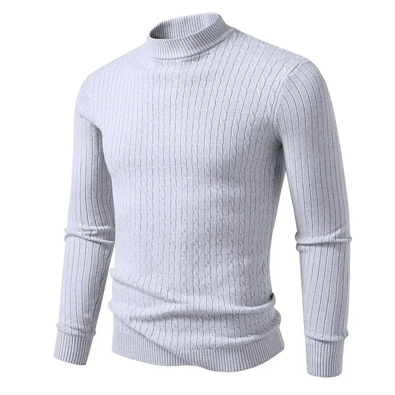 Animal Game Mens Mock Neck Pullover Casual Sweaters Outdoor Woolen Knitwear Twist Casual Sweater Knit Autumn Warm Coats