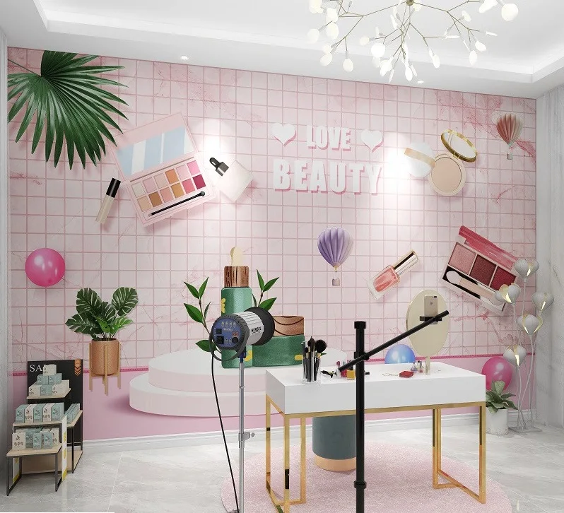 Пользовательские 3D скандинавские модные самоклеящиеся обои для салона красоты