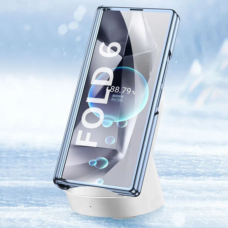 Magnetic Hinge Plating Clear Protective Case with Outer Screen Glass Holder