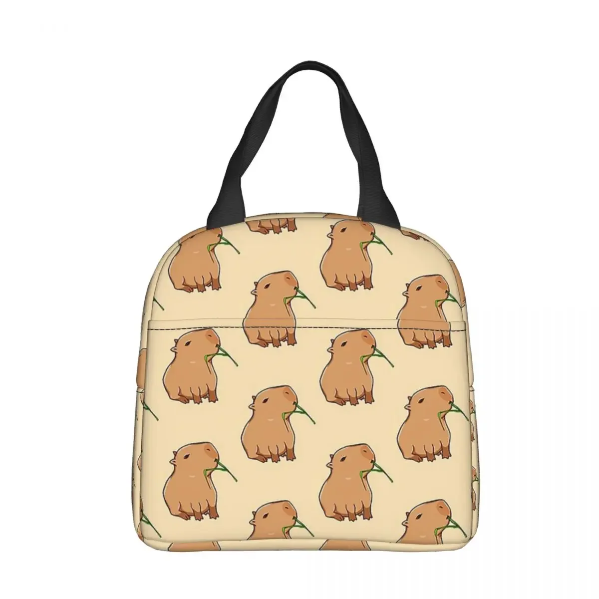 

Capybara Leaf Eat Your Greens Insulated Lunch Bags Cooler Bag Meal Container Animal Tote Lunch Box Food Storage Bags College