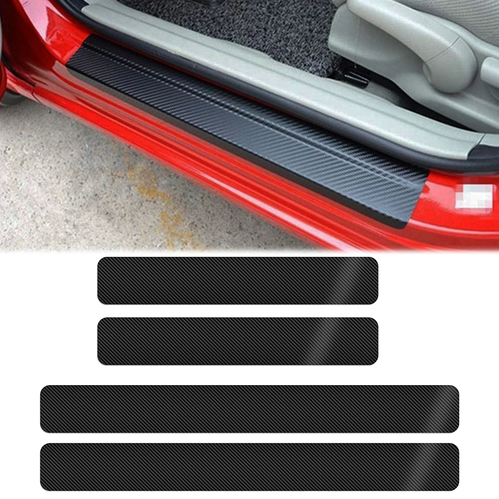 

3D/4D/5D Carbon Fiber Style Universal Car Door Sill Plate Scuff Protector Guard Anti Scratch Pedal Stickers Auto Accessories