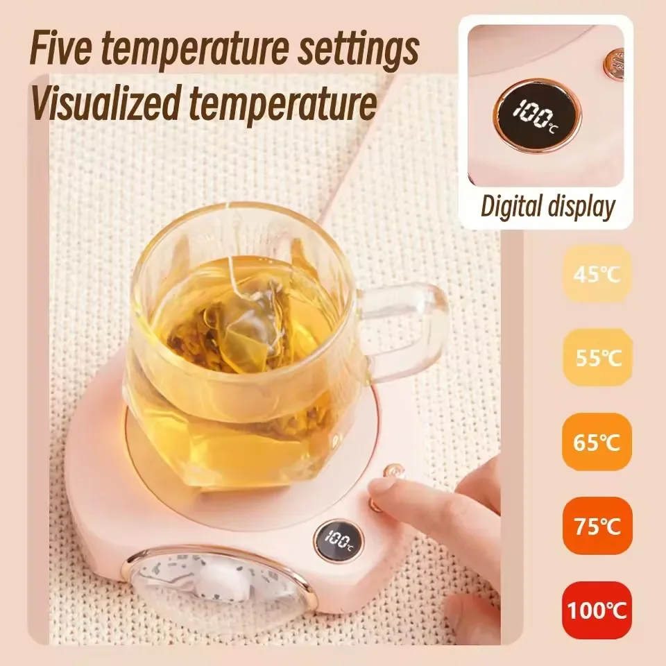 Electric Cup Heater Mug Warmer 100℃ Hot Tea Makers Warmer Coaster 5 Gear Temperature Cup Heaters for Coffee Milk Tea Heating Pad 2