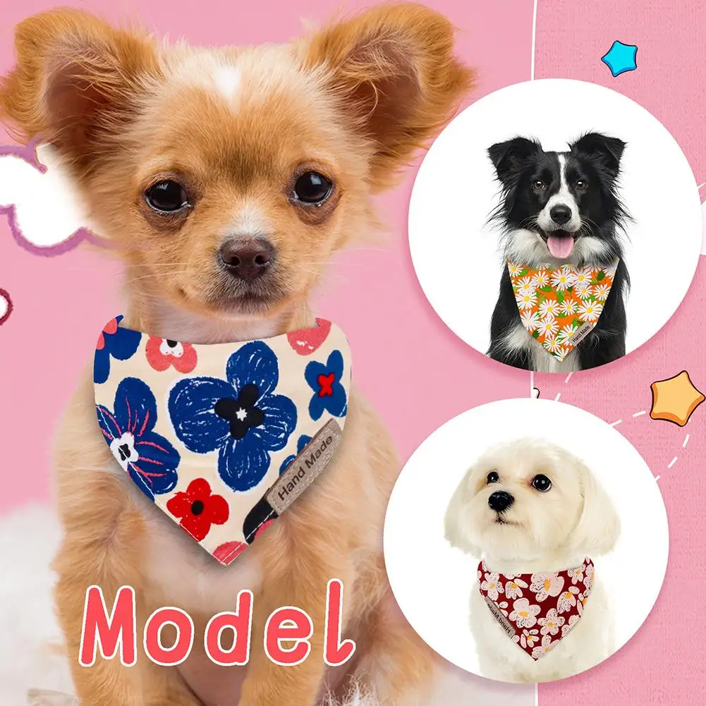 

Pet Cute Flower Triangle Scarf Bibs Bandanas Saliva Towel Pets Accessories For Small Medium Large Dogs Cats