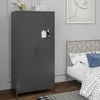 Metal Armoire Wardrobe Closet, Heavy-Duty Rustproof Steel Storage Cabinet with Fixed Shelf and Hanging Rod, Ideal for Homeowners 3