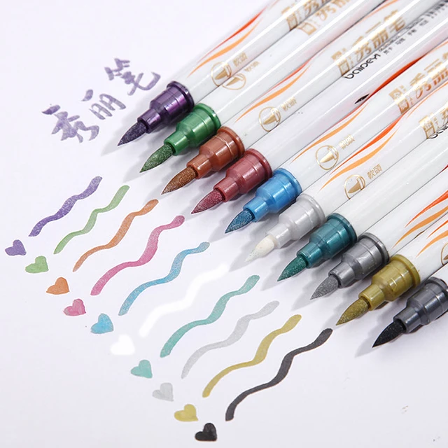 6/10 Colors Metallic Marker Pens Kawaii Liner Felt-tip Brush Pens Markers  for Rock Painting Black Paper DIY Card Making Crafts - AliExpress