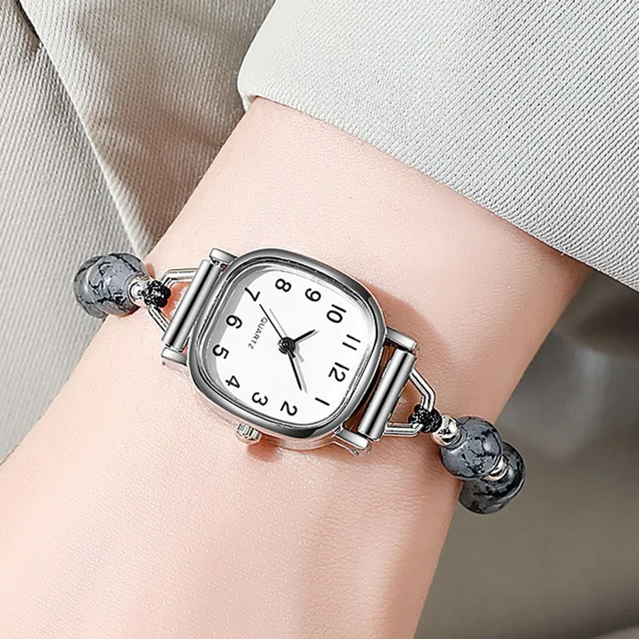 Women Watches Pearl Bracelet Ladies Fashion Quartz Watch Simple Scale Light-luxury Folding Clock Casual Female Chain Wristwatch