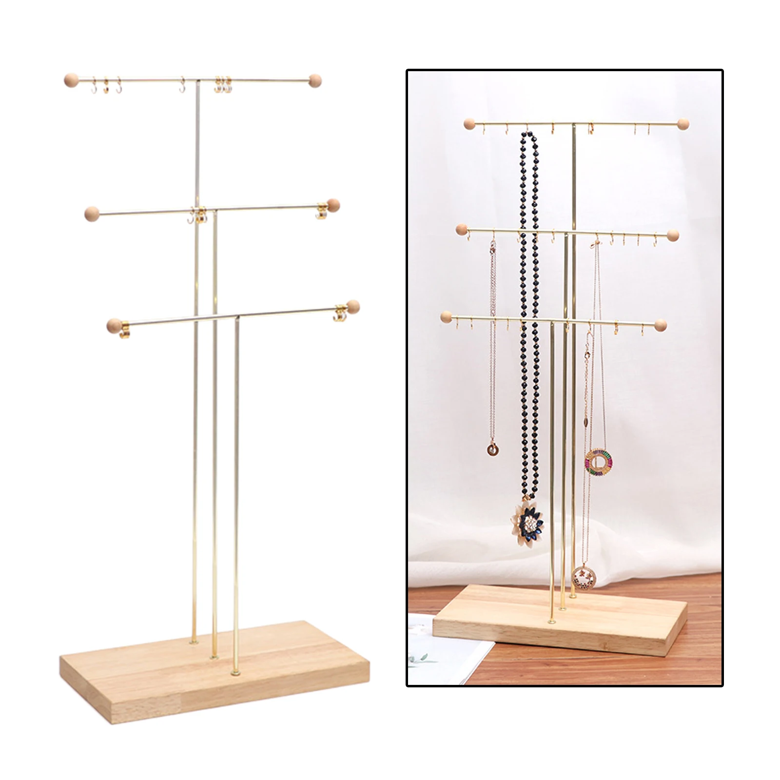 Josmimic Organisateur De Bijoux à 2 Niveaux - Beige Support De Bijoux