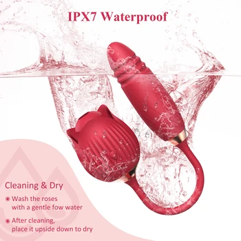 Thrusting Rose Vibrator Dildo Female Sex Toy G Spot Clitoris Nipple Clit Sucker Vacuum Stimulator Adult Goods for Silent Women 3