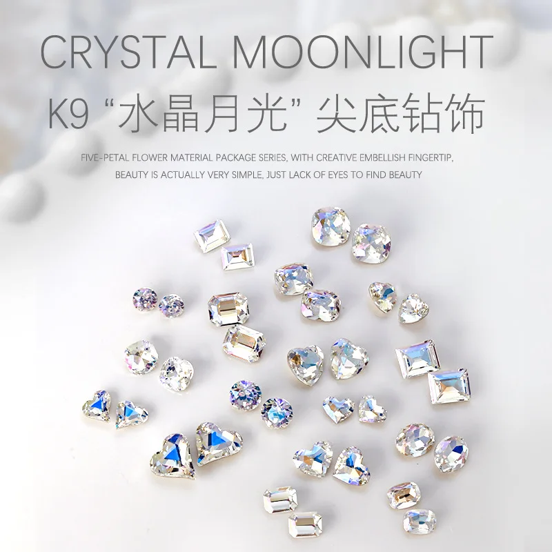 

5PcsTranslucence Colored Pointed Bottom Crystal Drills Nail Art Decorations Special-shaped Shiny Rhinestone Manicure Accessories