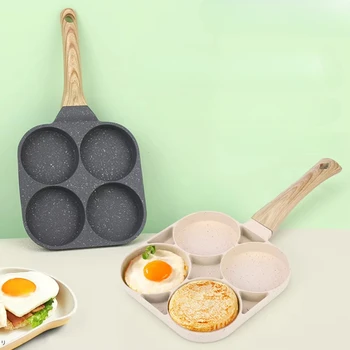 4hole Omelet Pan Frying Pot Thickened Nonstick Egg Pancake Steak Cooking Pans Hamburg Bread Breakfast Maker Induction Cookware