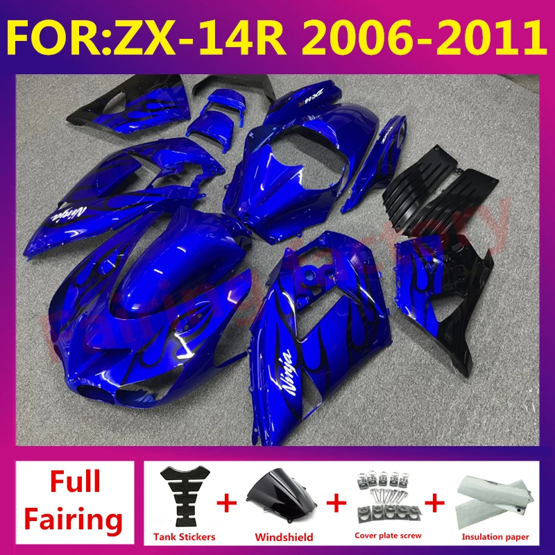 

For Kawasaki Zx14r ZZR 1400 Zx14 Zx-14r Fairing Body Kit bodywork 2006 2007 2008 2009 2010 2011 ZXMT Fairings set blue black