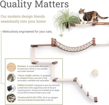 Cat Bridge Wall-Mounted Play and Lounge Toy Cat Tree Tower Alternative for Pets 5