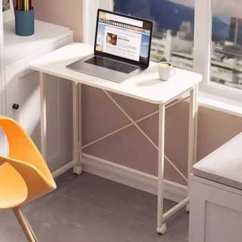 60x40 Home Foldable Table Space Saving Small Pulley Table Wear Resist Movable Rectangular Table for Home Office Computer Desk