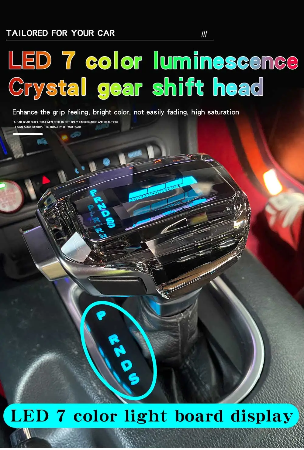 For Ford Mustang GT 2015 2016 2017 2018 -2024 LED Crystal Gear Shift Knob Stick