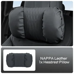 Premium Soft Nappa Leather Ergonomic Car Headrest and Lumbar Support Cushion Set (1)