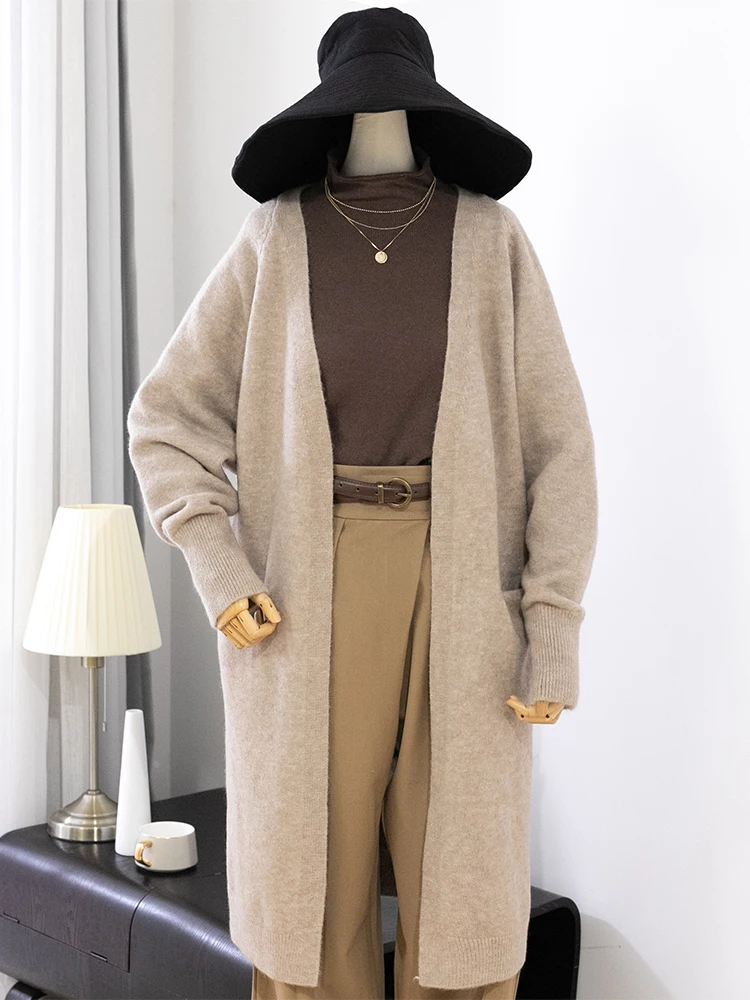 여성 솔리드 컬러 느슨한 두꺼운 따뜻한 스웨터 카디건 포켓 숙녀 봄 가을 V 넥 니트 코트 여성 캐주얼 탑 C-124