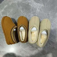 Women's Wool Cotton Slippers Thick Bottom Snow Boots Half Slippers Heightening Rubber Sole Leather Outerwear UG Hot Sale Of The