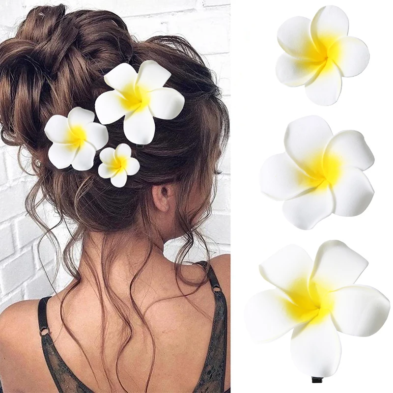 Plumeria Flower Hair Clips For Women Girls Forcine Egg Flower Sweet Side Hair Clips Barrettes Accessori Per Capelli Per Feste Hawaiane
