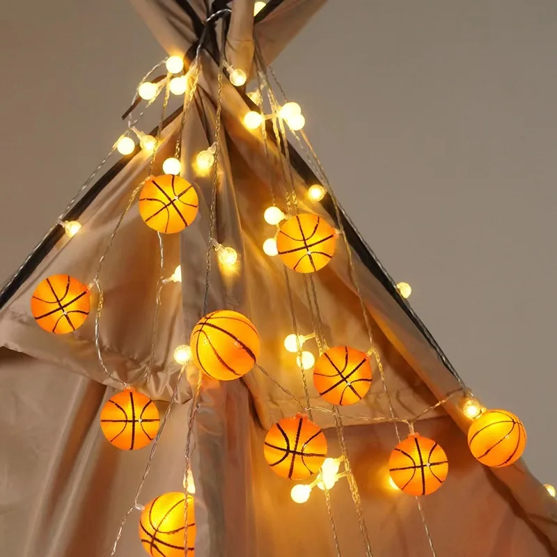 

LED Basketball Football Fairy Lamp Christmas Tree String Garlands Battery Holiday Party Children Room Indoor Sport Decor Lights