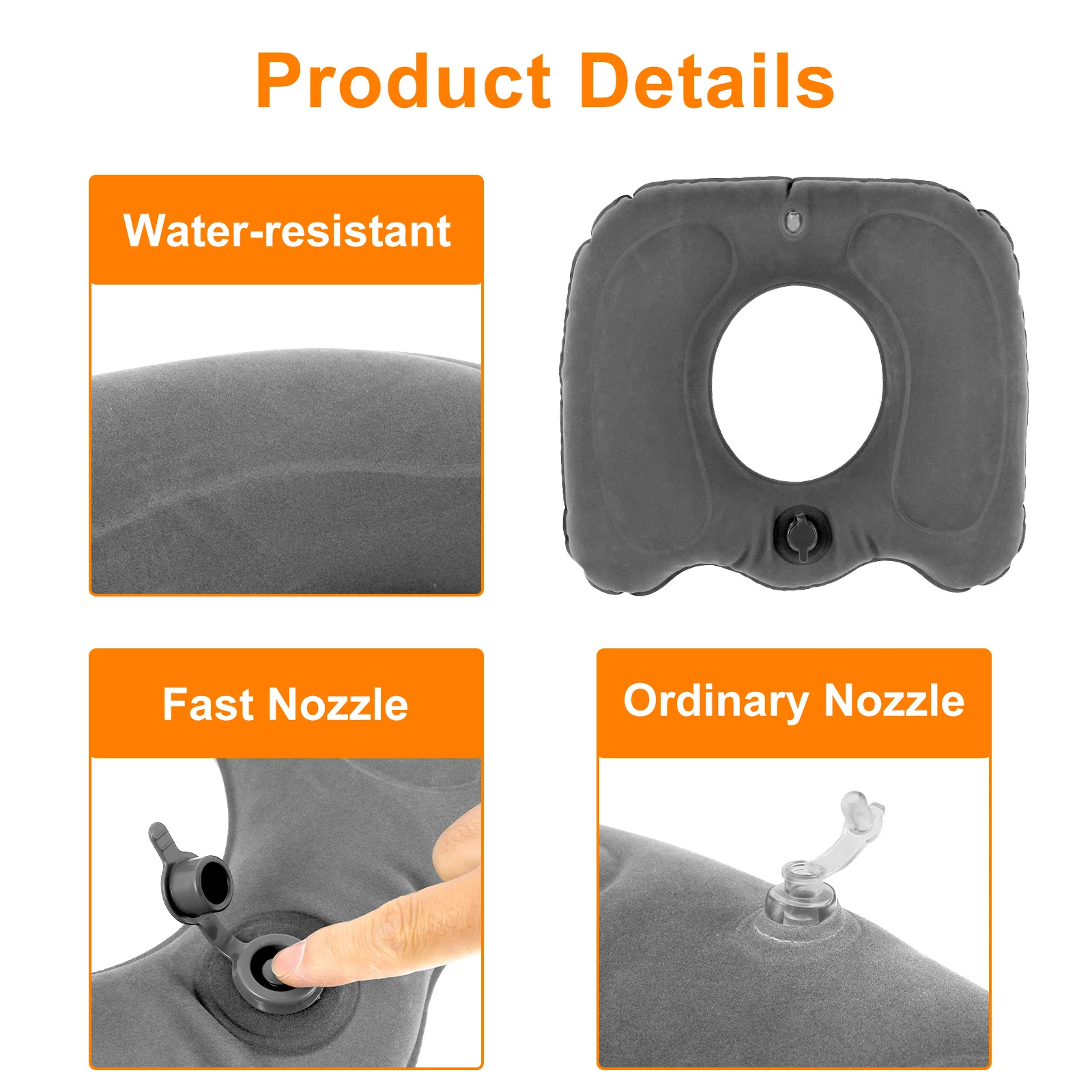 Inflatable Donut Seat Cushion Adjustable Inflatable Donut Pillow Pain Long Sitting Relief Practical Leakproof Chair Seat Cushion