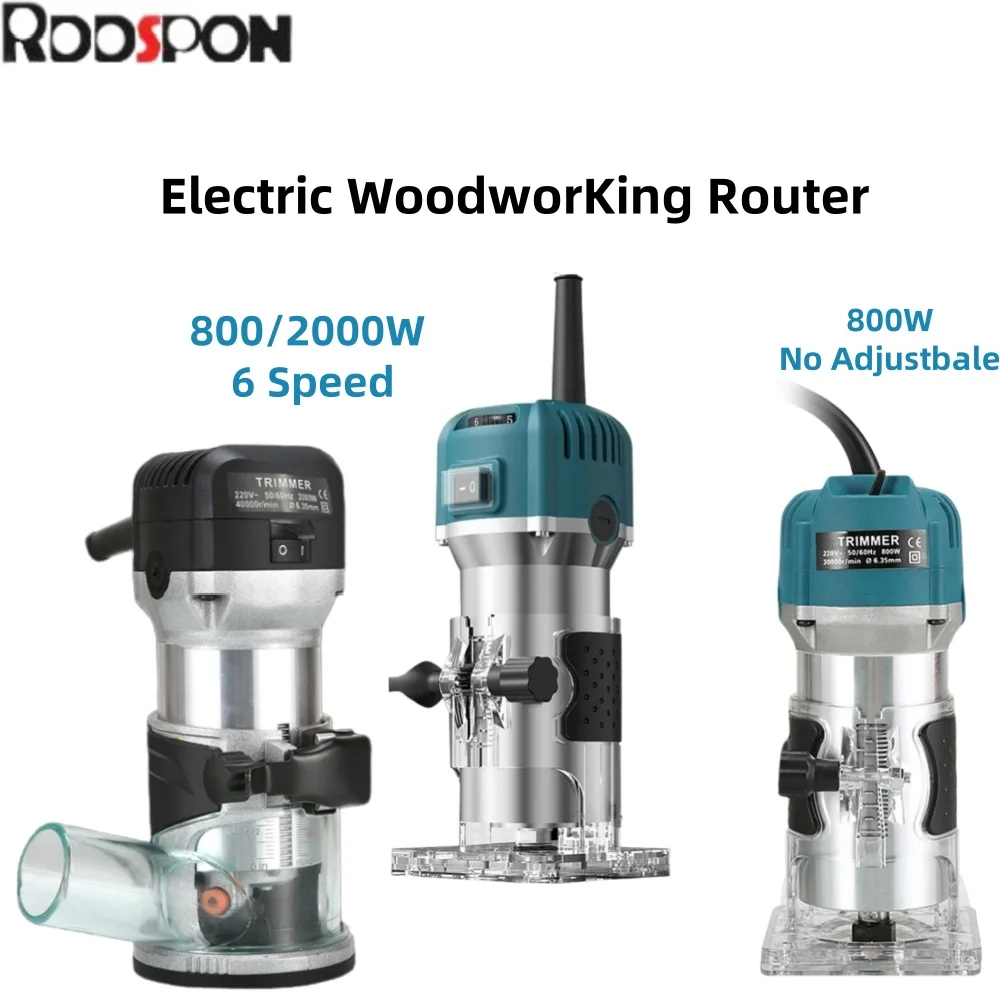 6-speed Adjustable Speed Woodworking Edge Trimming Machines 6.35/8mm Electric Woodworking Router EU Plug DIY Carpenter Tools wood router plunge router