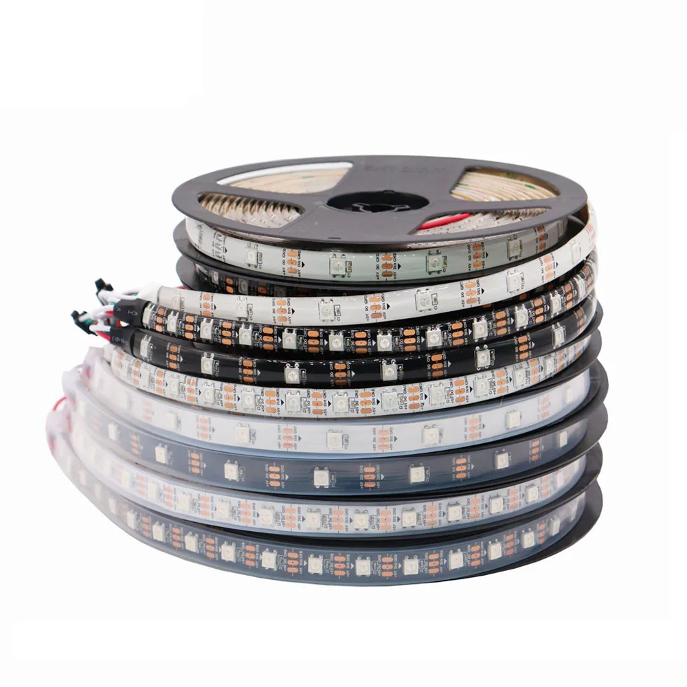 WS2812B LED Strip Individually Addressable RGB Smart Pixels Strip1m/4m/5m  Black/White PCB WS2812 IC Waterproof 5V 30/60/144 leds - AliExpress