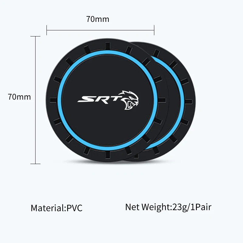 Car Coasters Water Cup Slots Non-Slip Mat Waterproof Cup Pad Dodge SRT Ram Journey Charger Challenger Caliber Durango 2PCS cup holder coasters car coaster pads