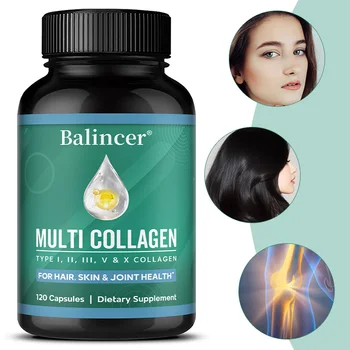 Collagen Complex Capsules - Types I, II, III, V and X - Skin Brightening, Anti-Aging, Joint Health, Nail, Hair Care Supplement 1