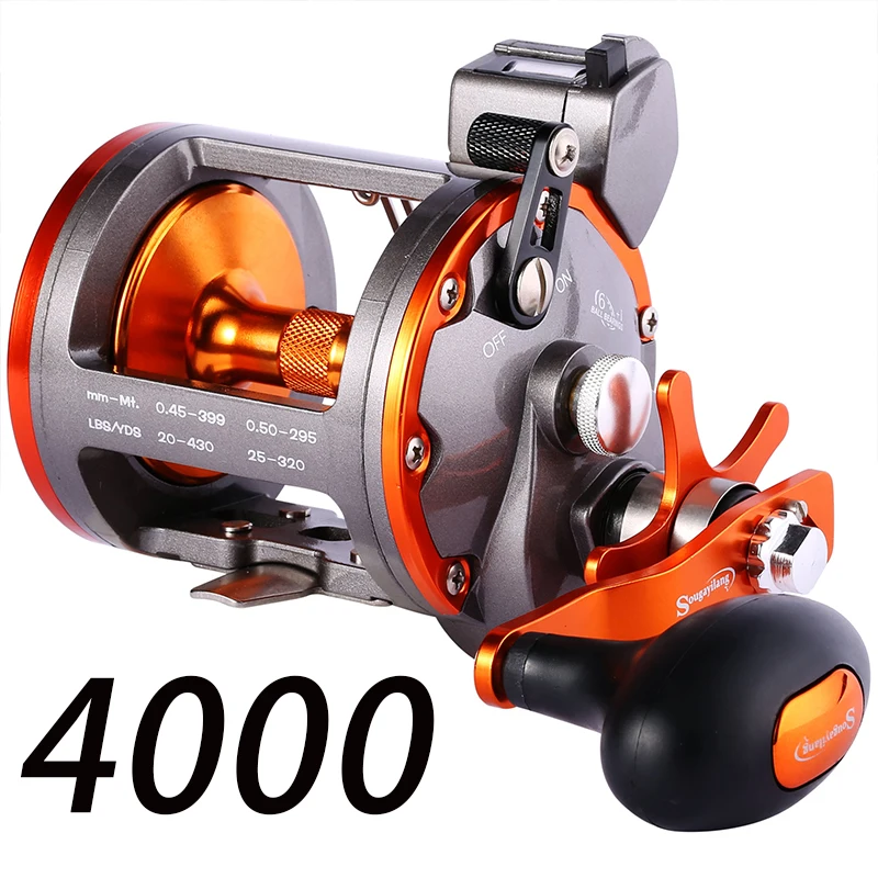 AG004:表面釣り用の従来のラインカウンターリール,4.1:1/6 1bb 最大30 Sougayilang-表面釣り用の従来のラインカウンターリール,4.1:1/6
