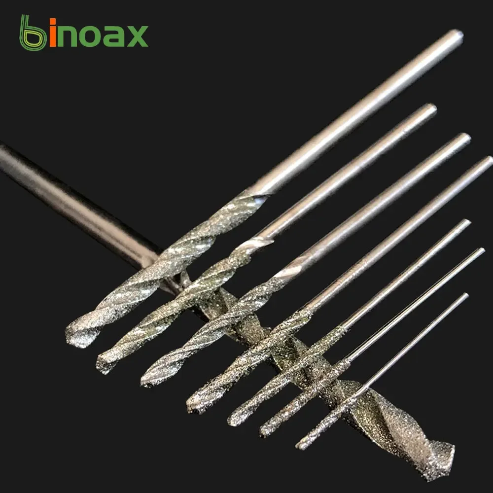 Binoax 10Pcs Diamond Coated Twist Drill Bit Set 0.8-3mm HSS Tipped Solid Bits Drill for Jade Processing Tools