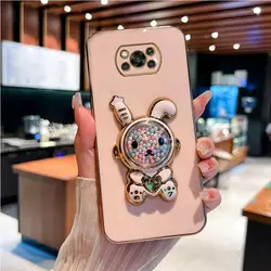 Chic Rabbit Plating Phone Holder Stand Cover - Poco M5 4G (Pink)