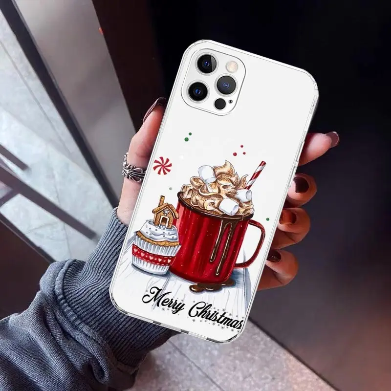thumbnail image 1 of Funda de teléfono de Navidad para iPhone, carcasa de silicona con estampado de café de invierno para iPhone 15, 14, 13, 12 Mini, 11 Pro Max, 7 Plus, X, XS, XR, 8 + SE, 1 of 5
