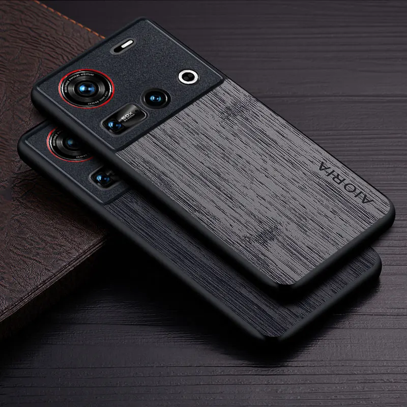 Luxury Bamboo Wood Pattern Leather Phone Cover - Elegant Case
