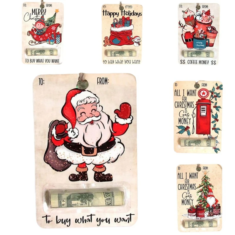 Christmas Wallet Gift, Handmade Wooden Wallet Christmas Decoration Blessing Tree Pendant Ornaments
