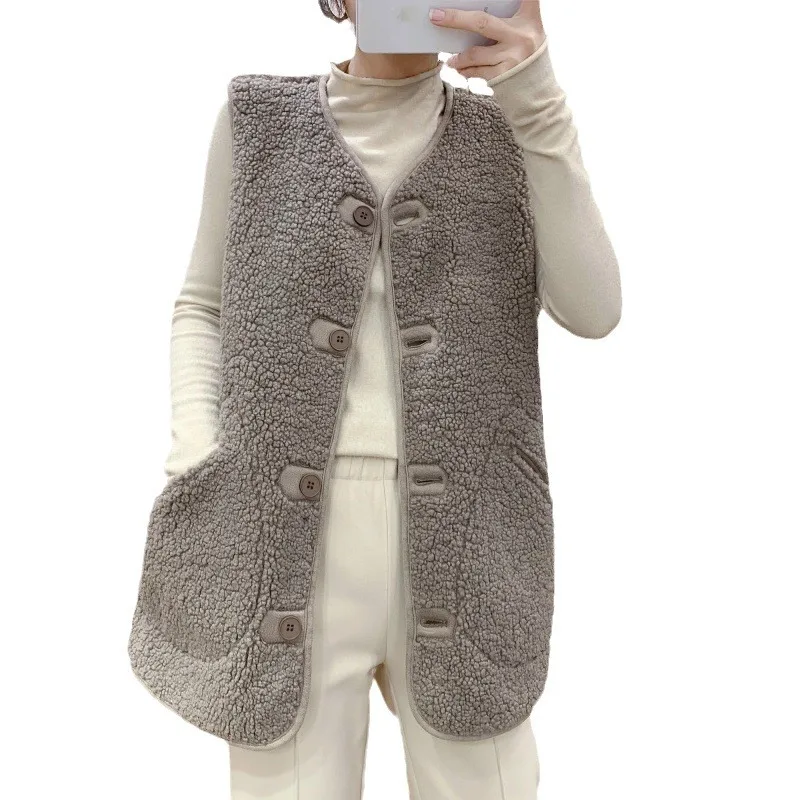 Women Vintage Fleece Waistcoat Autumn Winter Vest