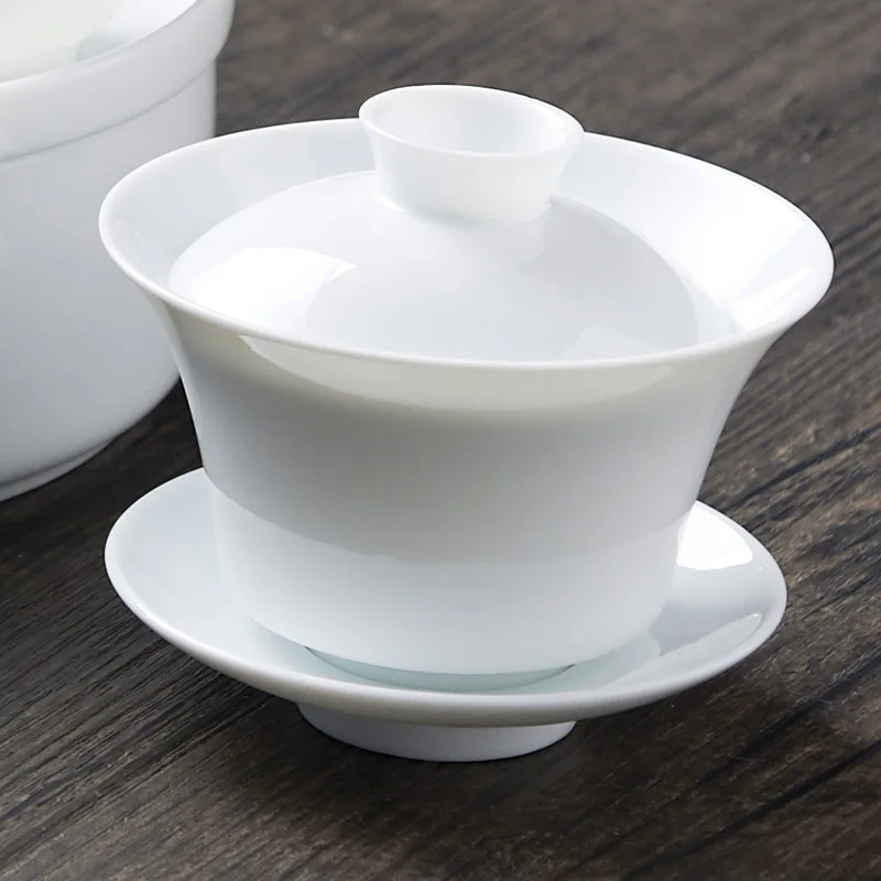 Chinese Traditions Gai Wan Tea Set Bone China Tea Sets Dehua Gaiwan Porcelain Pot Set For Travel Beautiful And Easy Kettle tea set