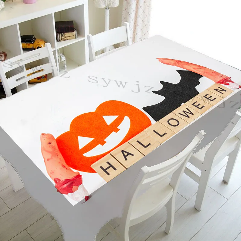 Dinner Party Decoration Halloween Tablecloth Spider Web and Pumpkin Table Cloth, Bat Cobweb and Ghost Waterproof Tablecloths